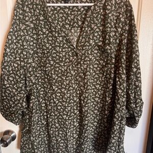 Torrid Green Floral Blouse